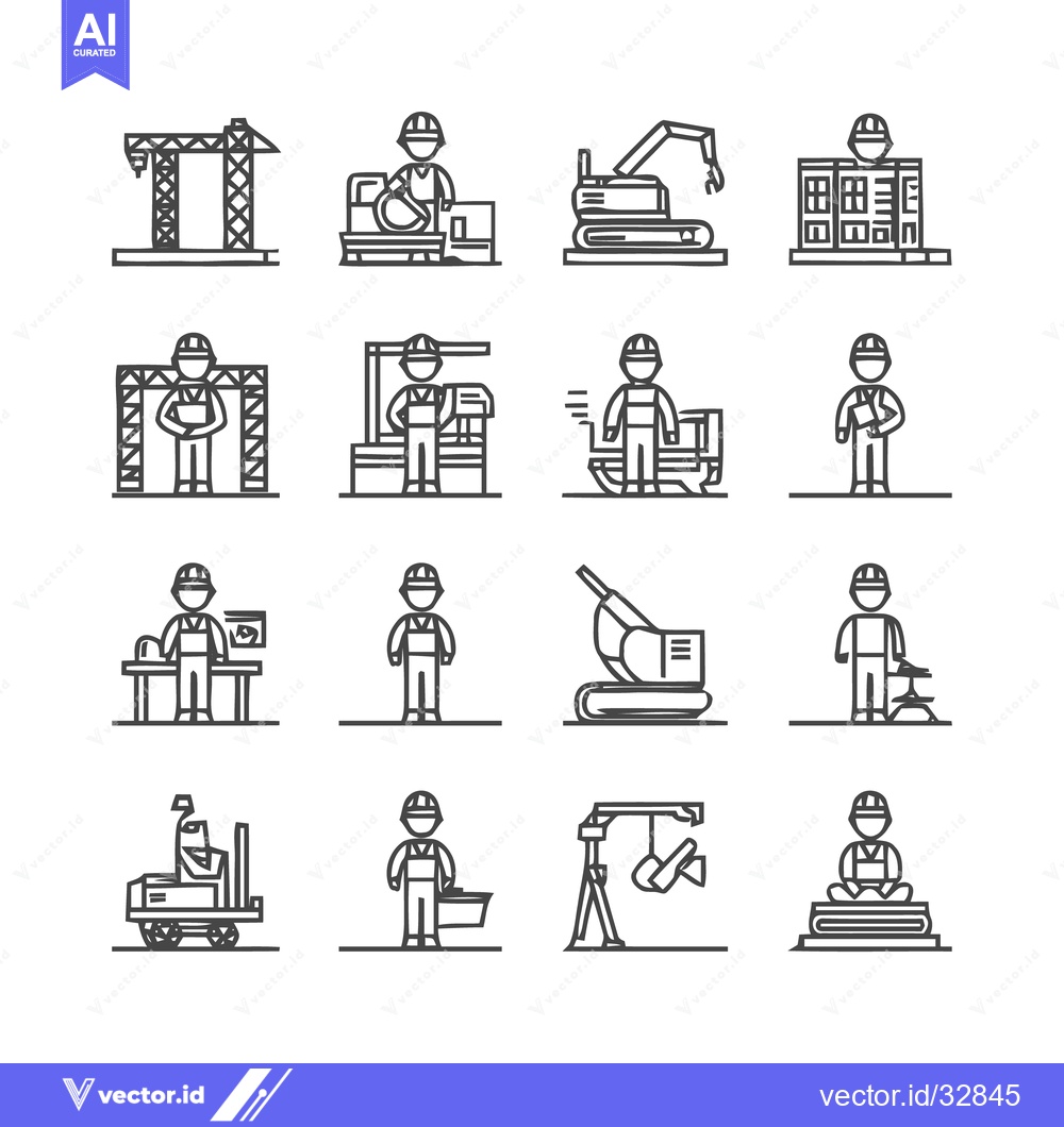 Premium Vector of Construction and Building Icons - A Comprehensive Collection.