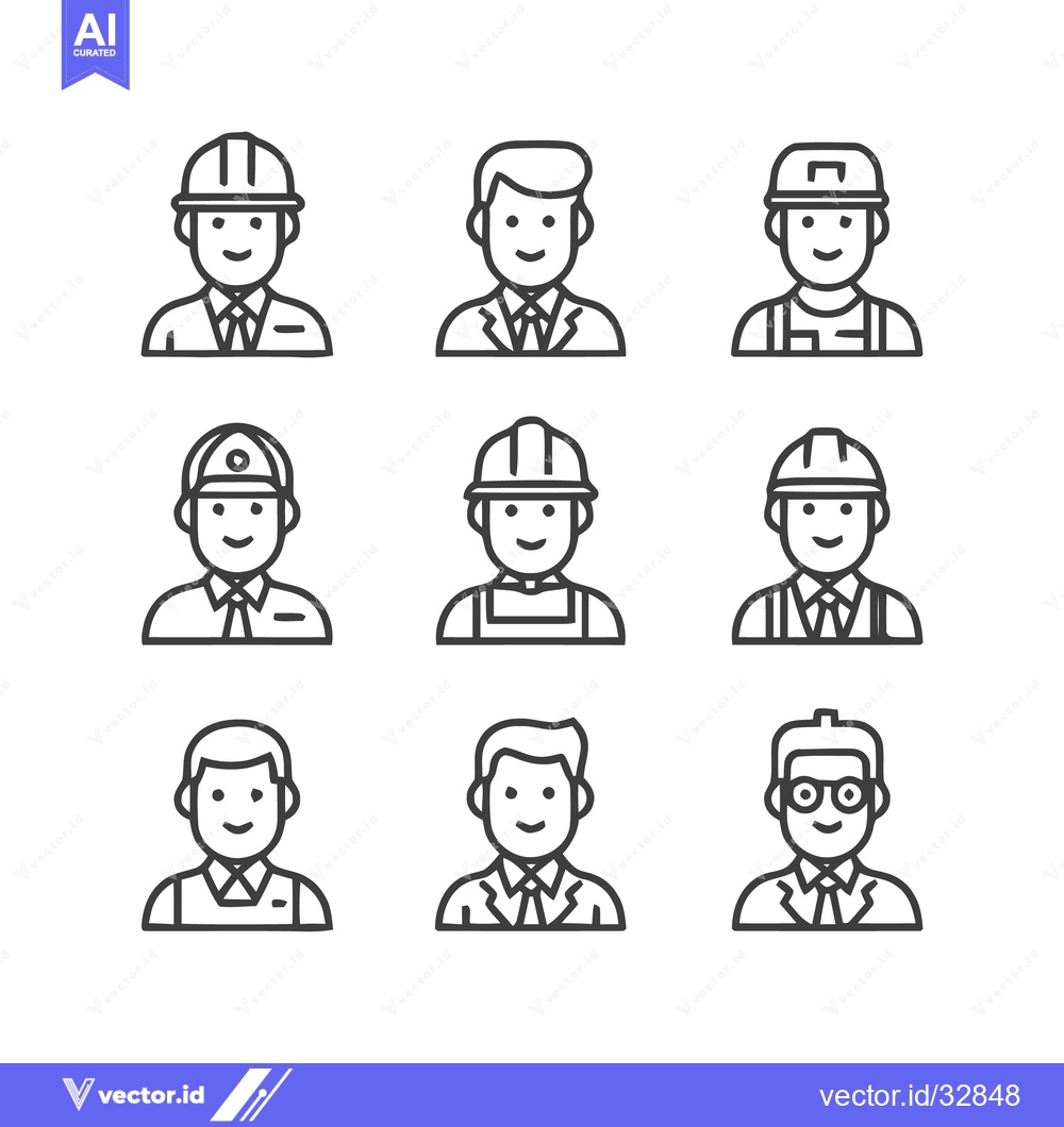Premium Vector of Diverse Professionals - Construction Workers, Businessmen, and Various
