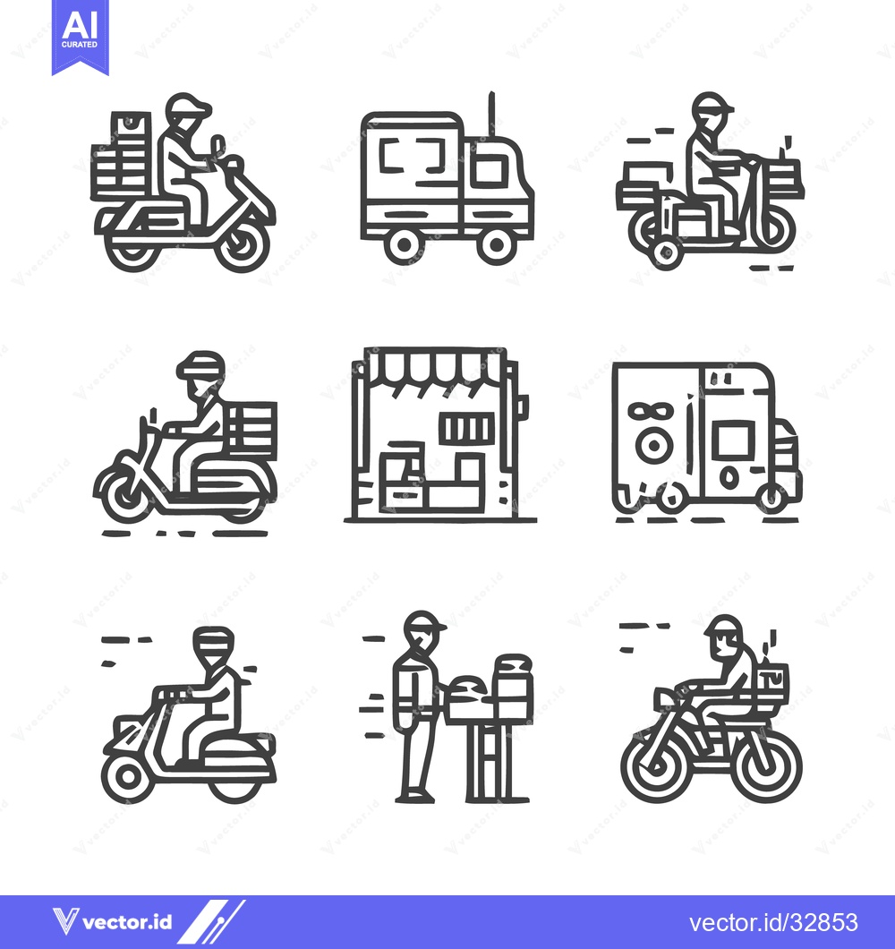 Premium Vector of Delivery Icons - Transportation and Logistics Illustrations.