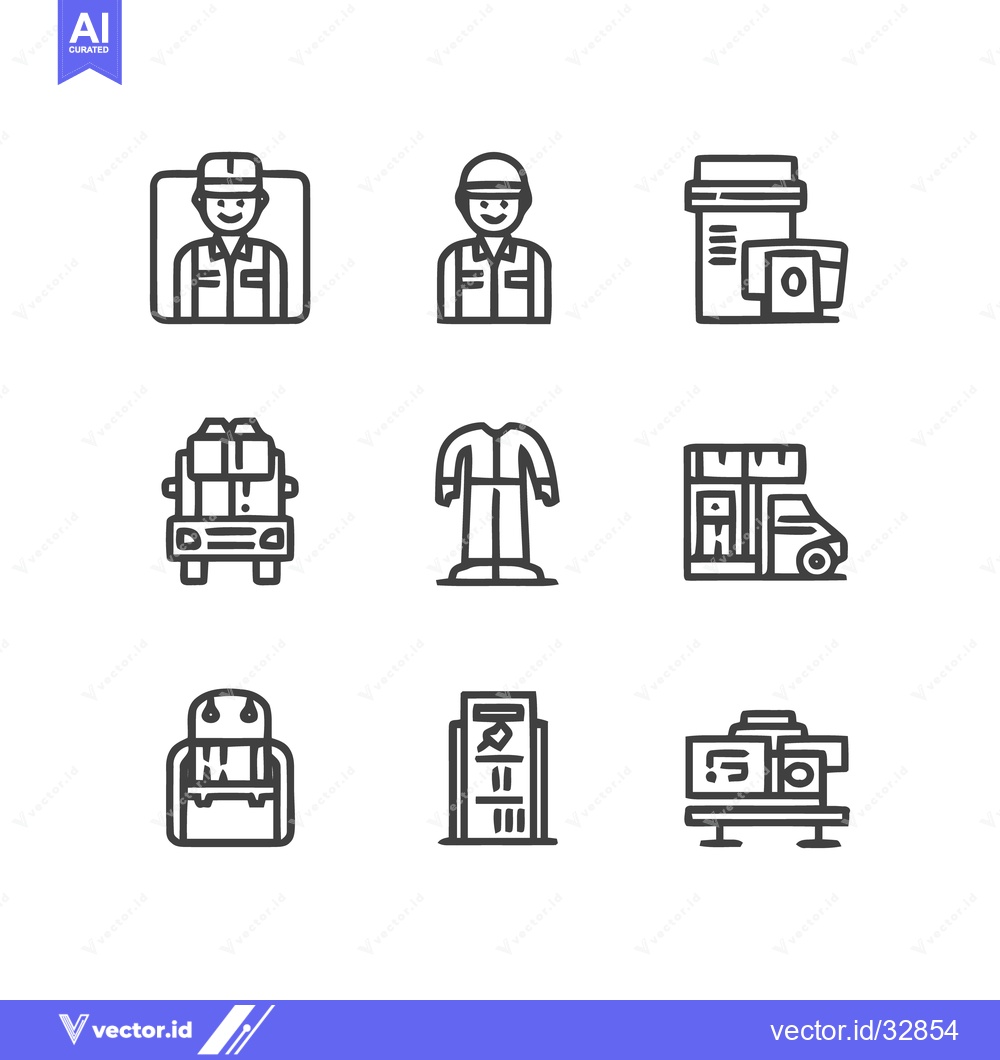 Premium Vector dari Collection of Line Art Icons for Various Industries and Professions.