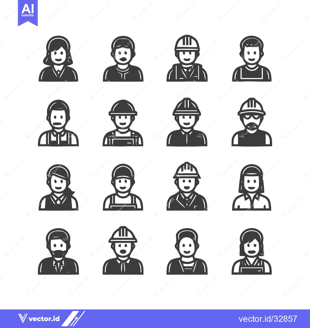Premium Vector dari Diverse workforce - A collection of professional icons representing va