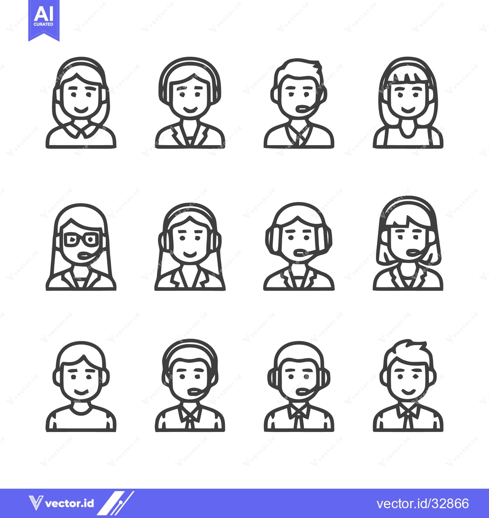 Premium Vector dari Customer service representatives icons set for communication support.