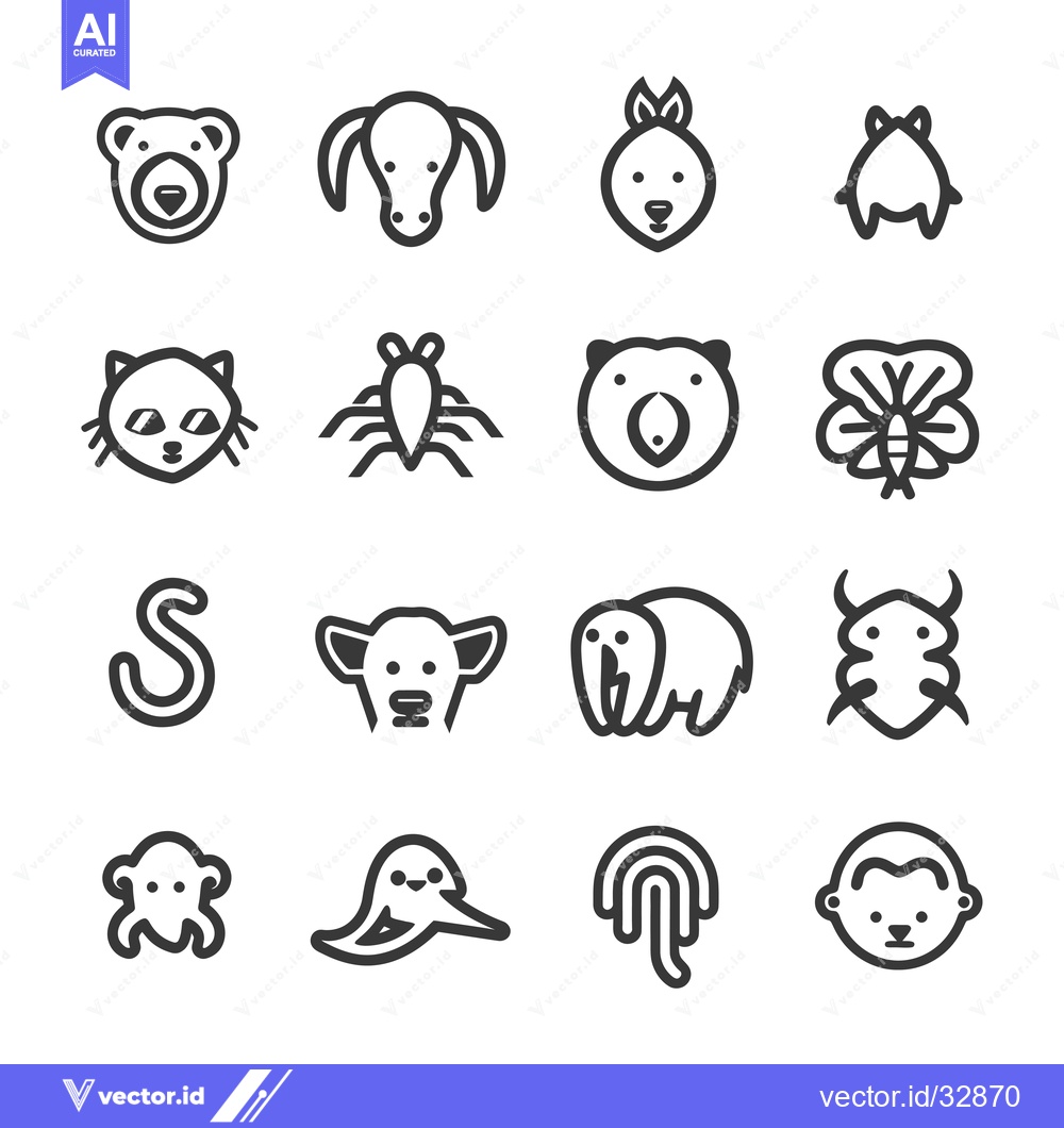 Premium Vector dari Collection of Cute Animal and Bug Cartoon Icons