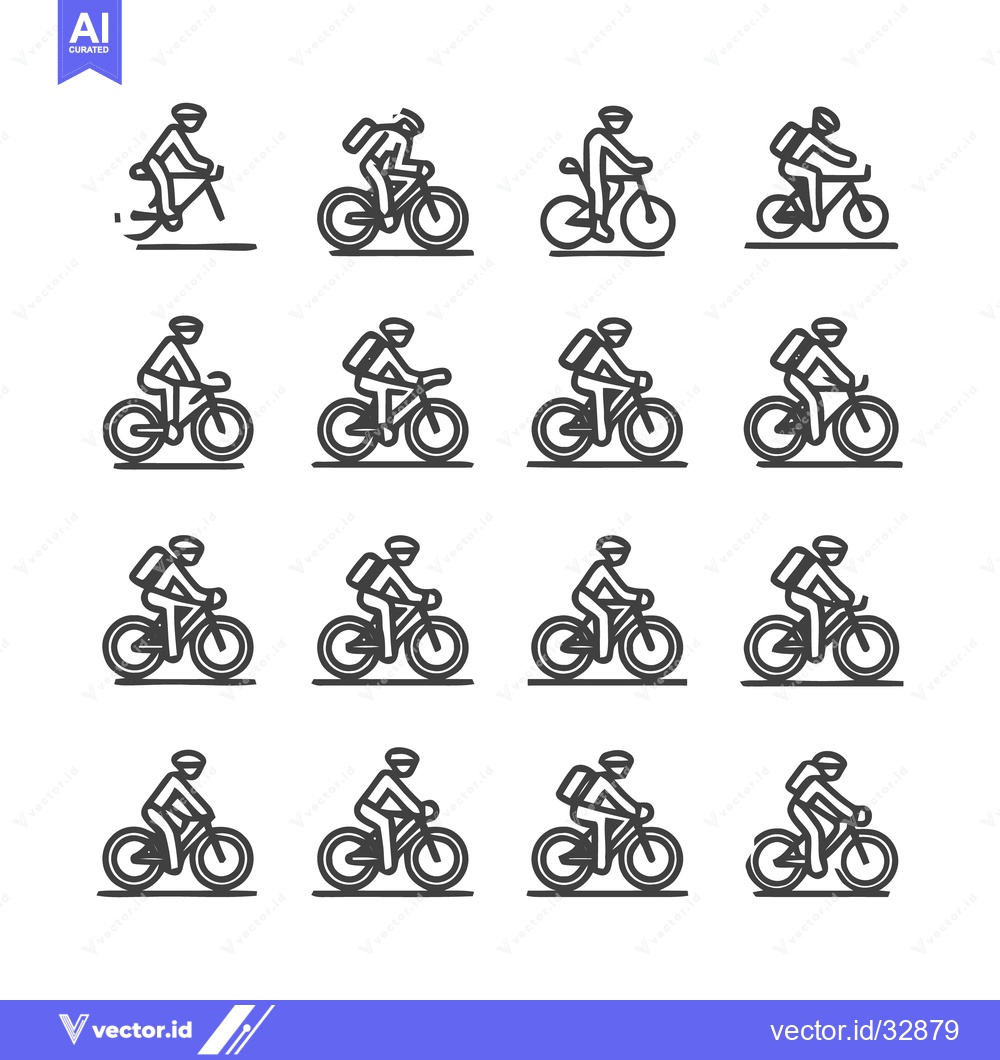Premium Vector of Cycling Icons - A Collection of Minimalist Bicycle Rider Illustrations