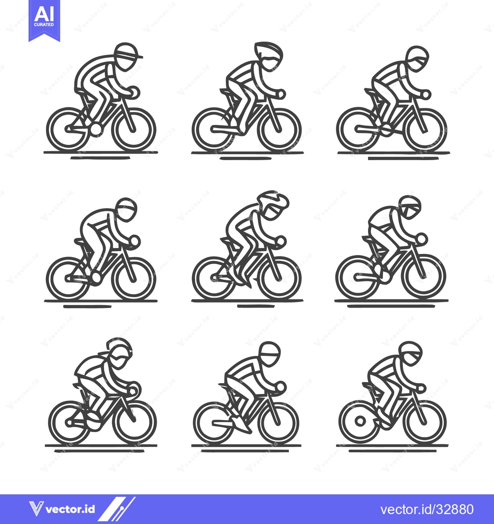 Premium Vector dari Cyclists in Action - A Collection of Bicycle Riders in Motion.