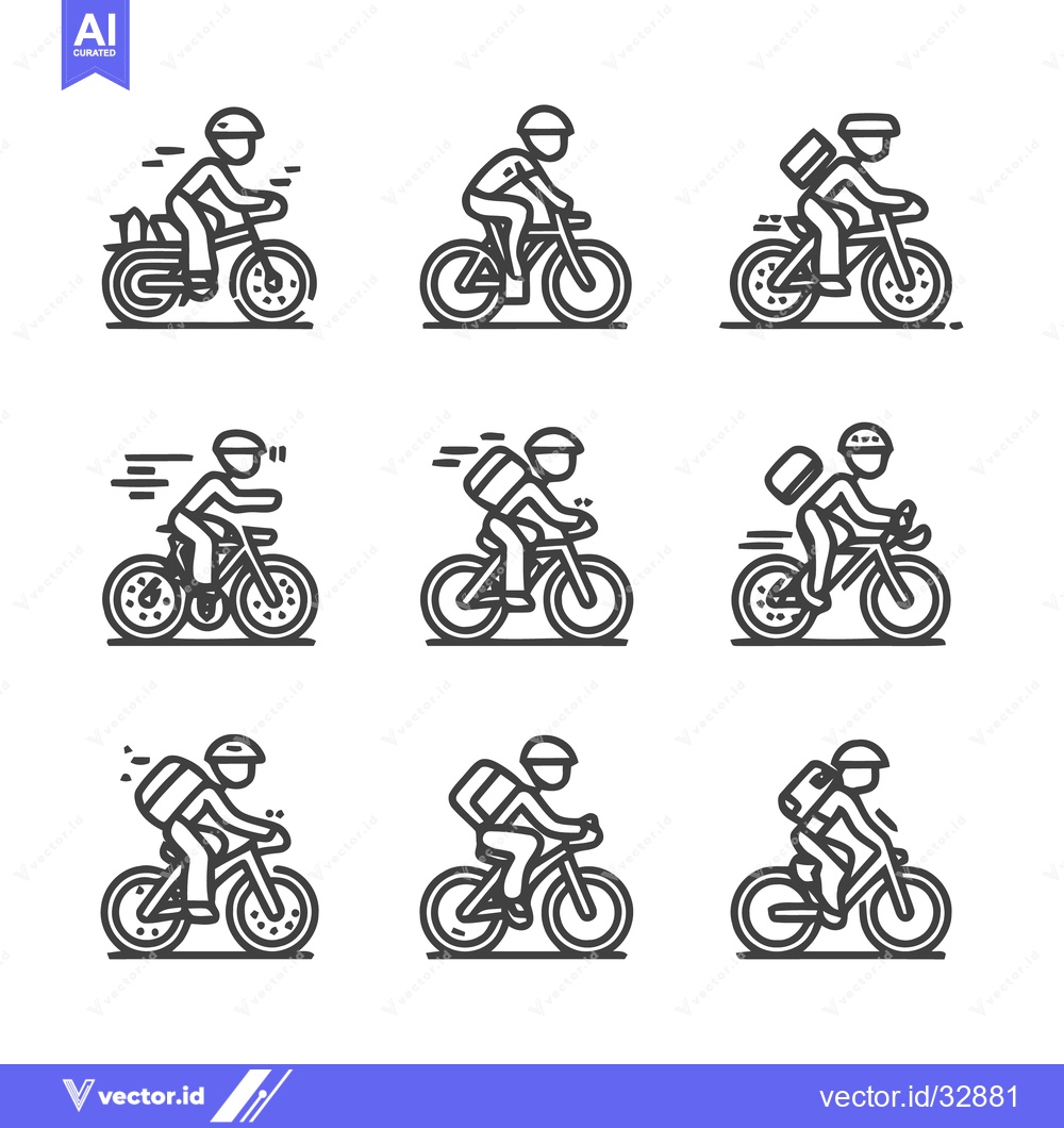 Premium Vector dari Delivery Cyclists Collection - Vector Illustrations of People on Bikes