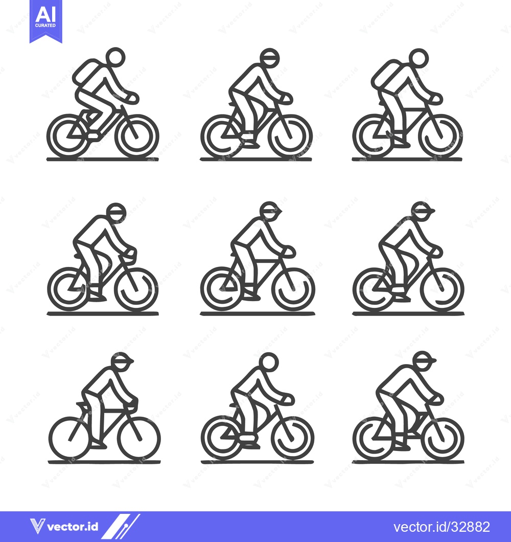 Premium Vector of Cycling Icons - A Collection of Cyclist Illustrations.