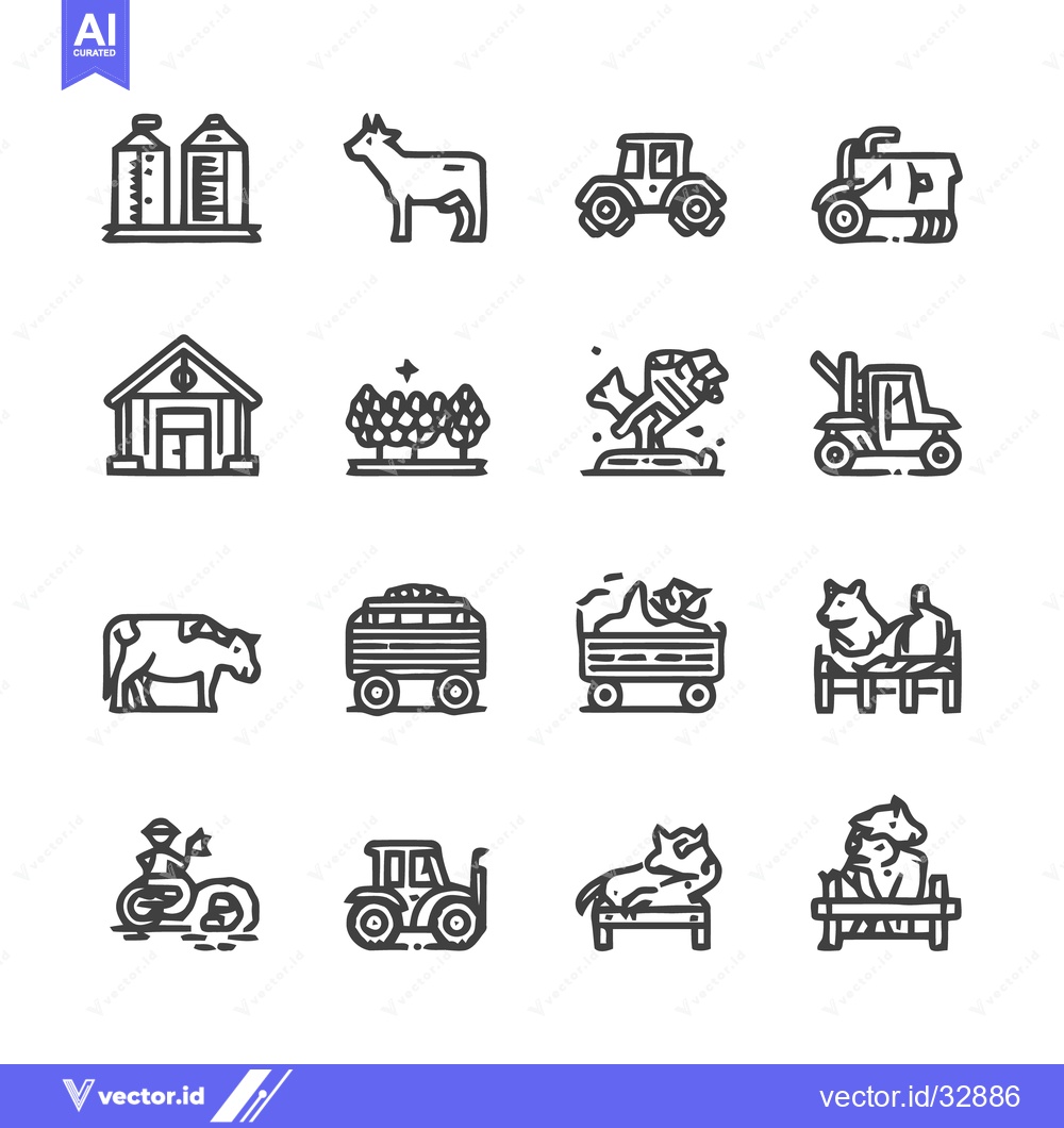 Premium Vector dari Farm Icons - Agriculture, Farming, Livestock, and Rural Life.