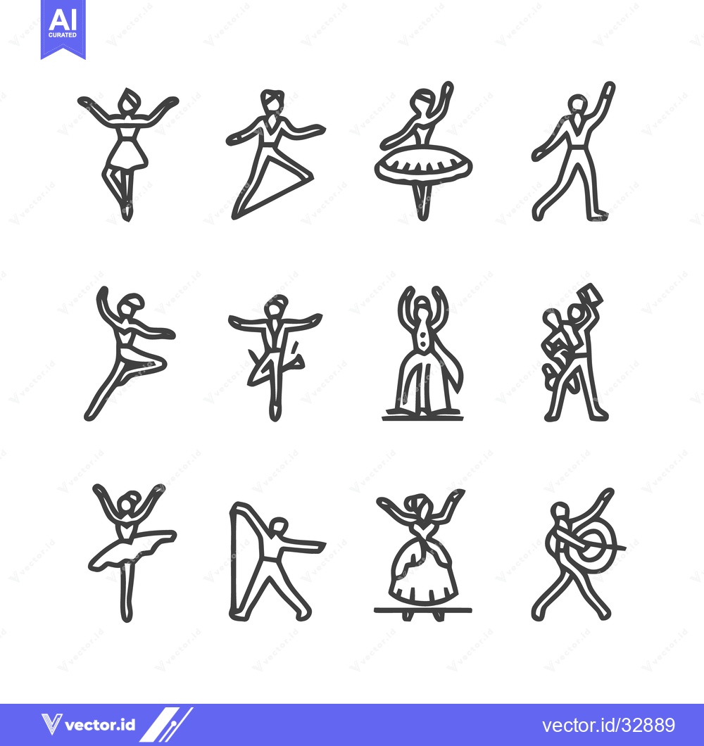 Premium Vector dari Ballet Dancers in Various Poses - Minimalist Line Art.