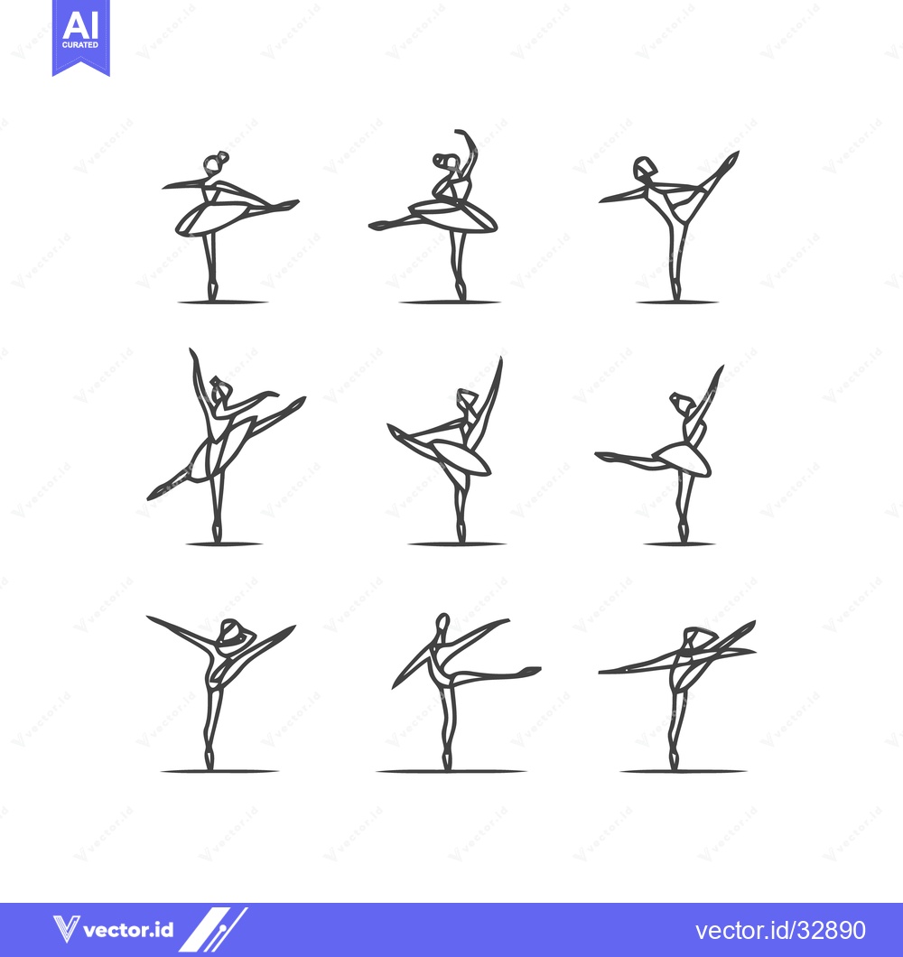 Premium Vector dari Elegant Ballet Dancers in Graceful Poses - Minimalist Line Art.
