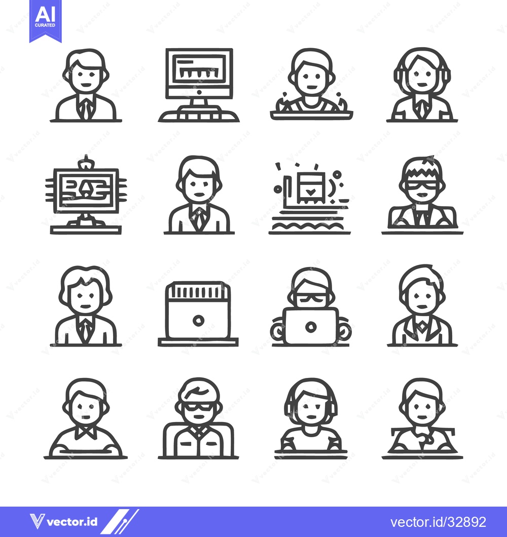 Premium Vector dari Collection of Office Workers and Professionals Icons.