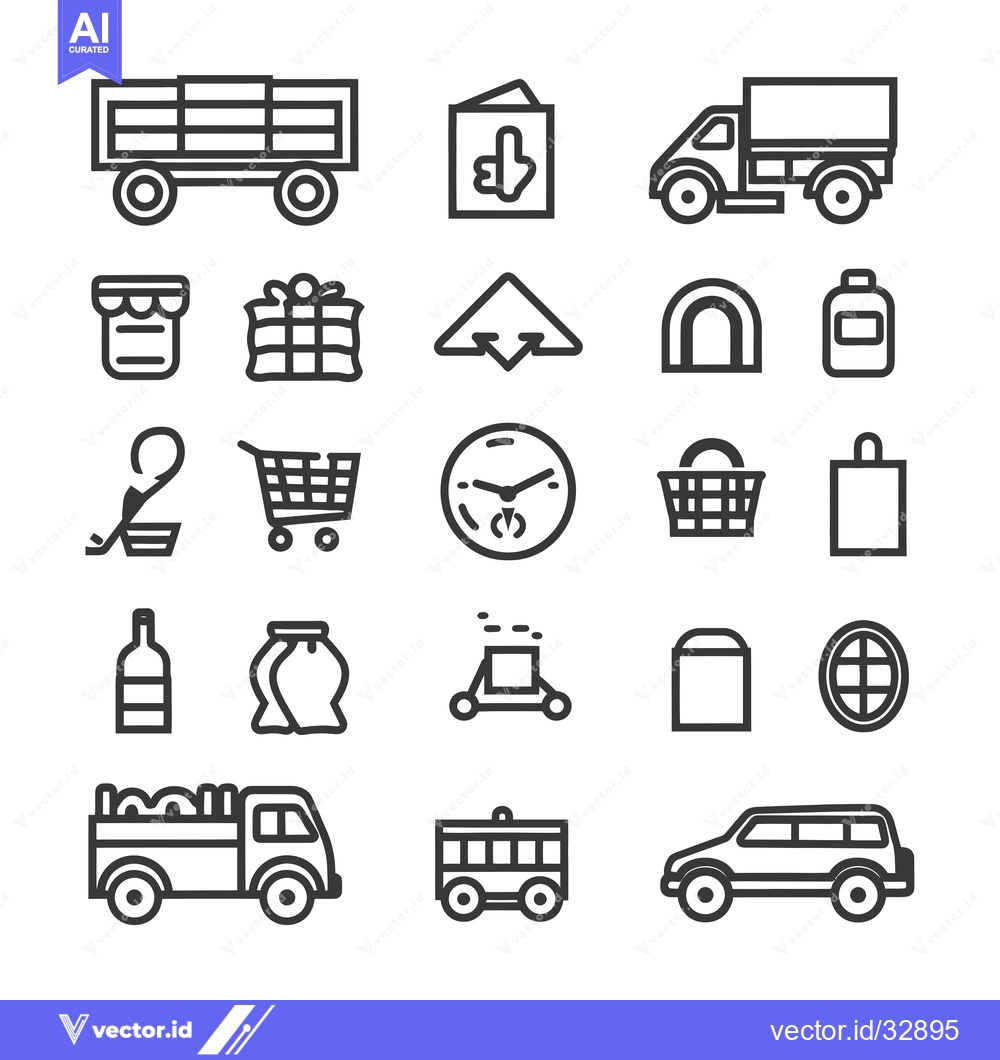 Premium Vector of Collection of Delivery and Shopping Line Icons