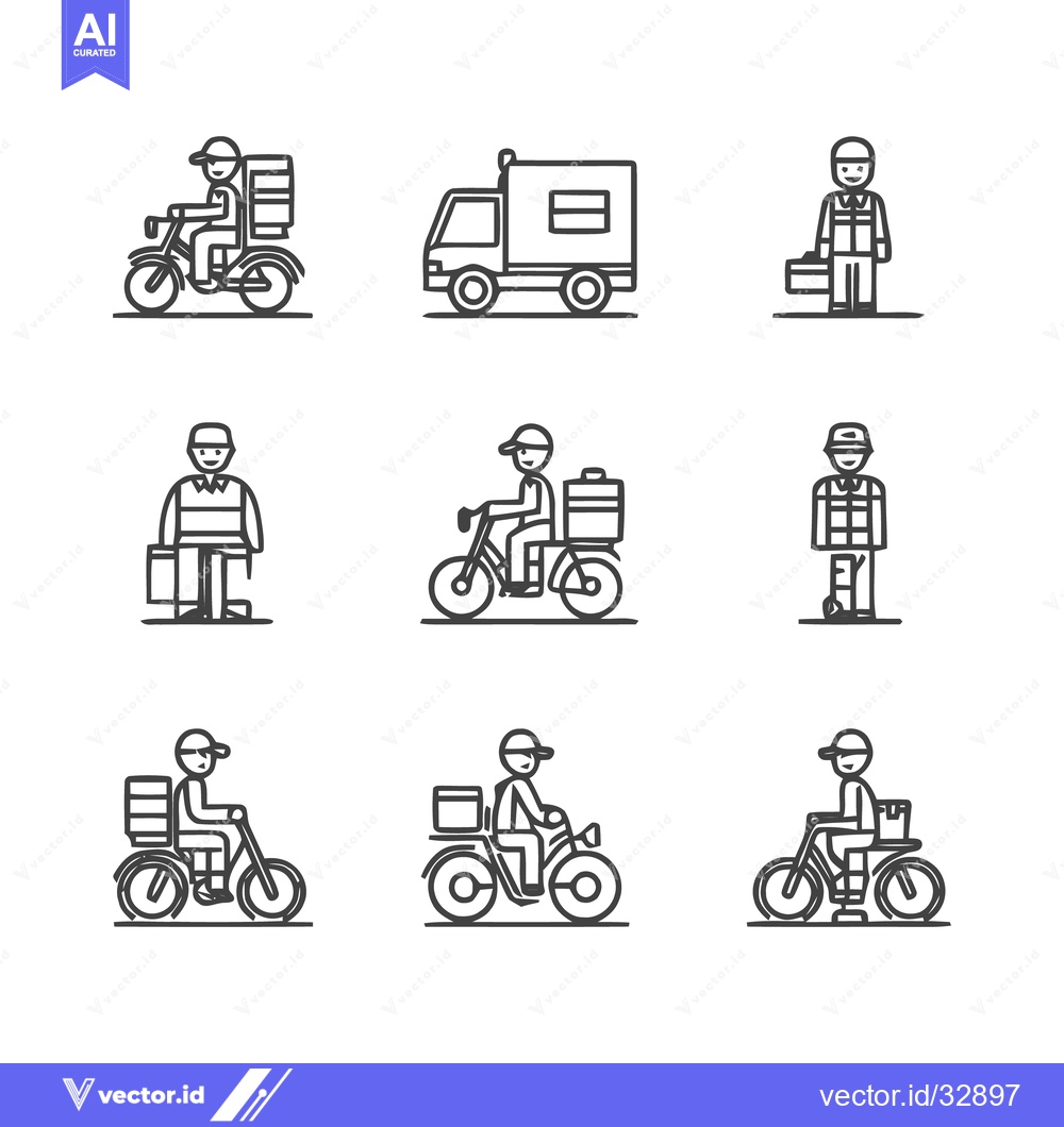 Premium Vector dari Delivery Icons - Courier, Truck, and Motorcycle Illustrations.