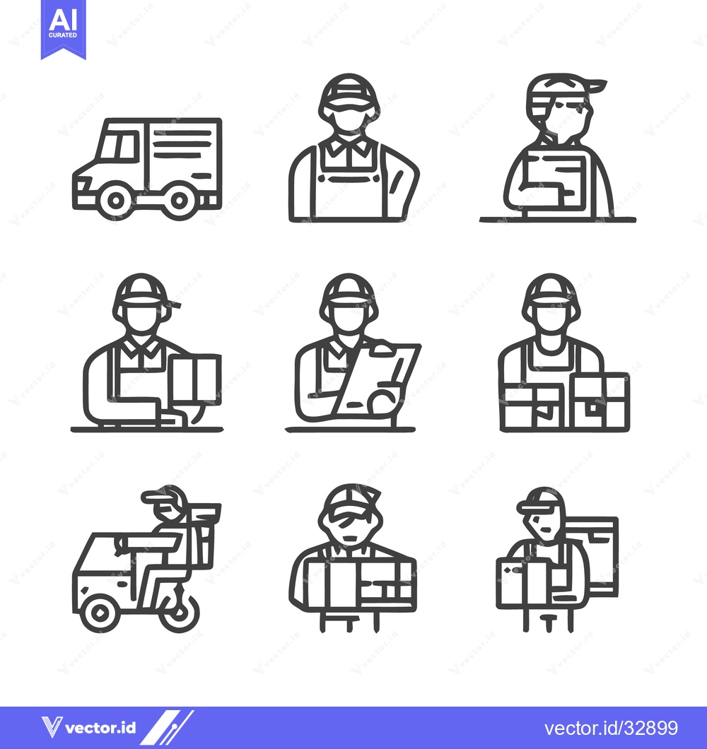 Premium Vector dari Delivery Icons - Courier, Truck, and Scooter Delivering Packages.