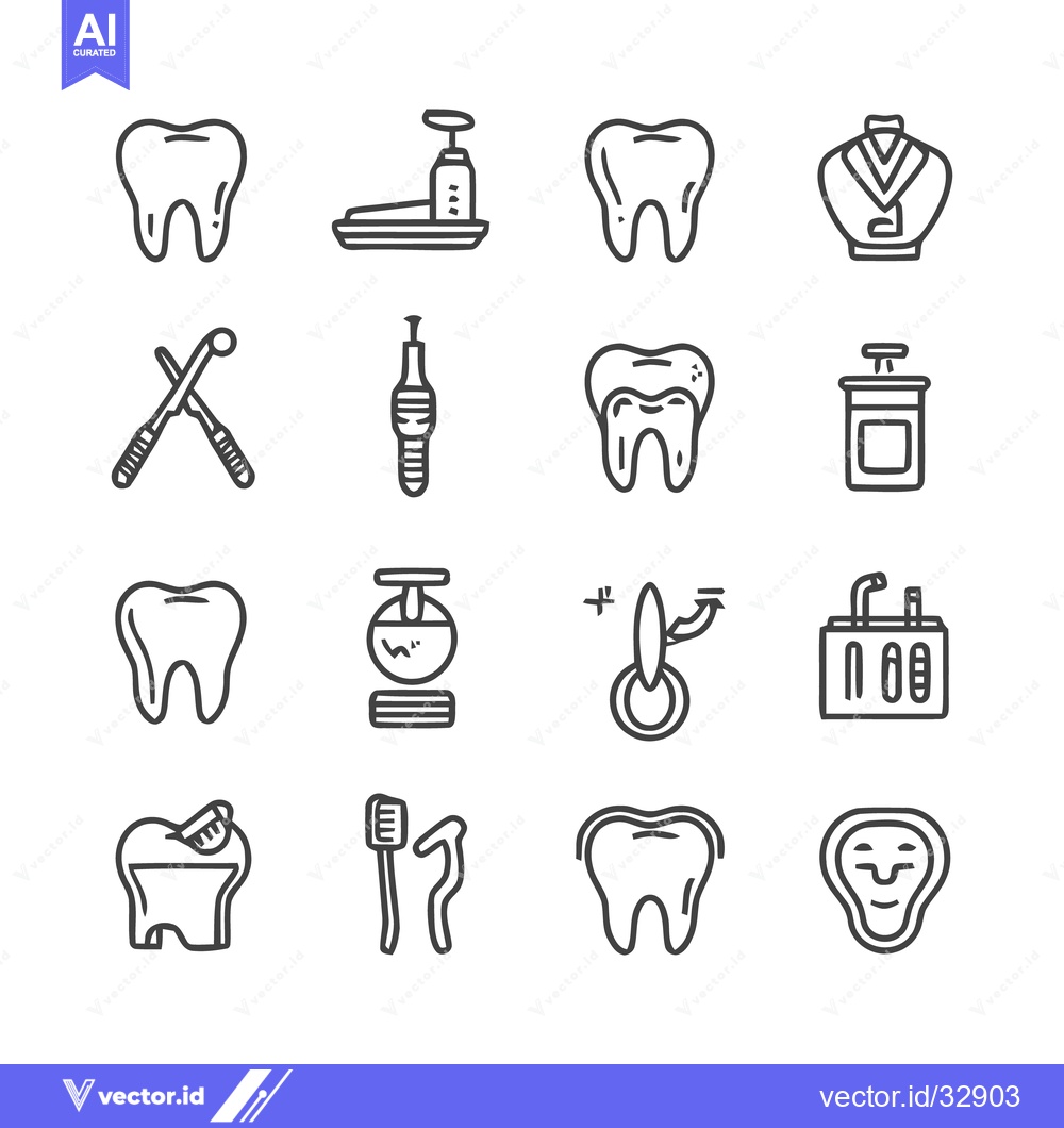 Premium Vector dari Dental health and care equipment icons for dentistry.