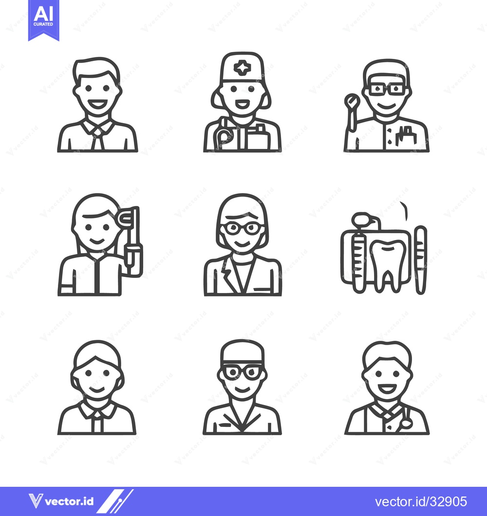 Premium Vector of Diverse Medical Professionals - A Collection of Healthcare Icons.