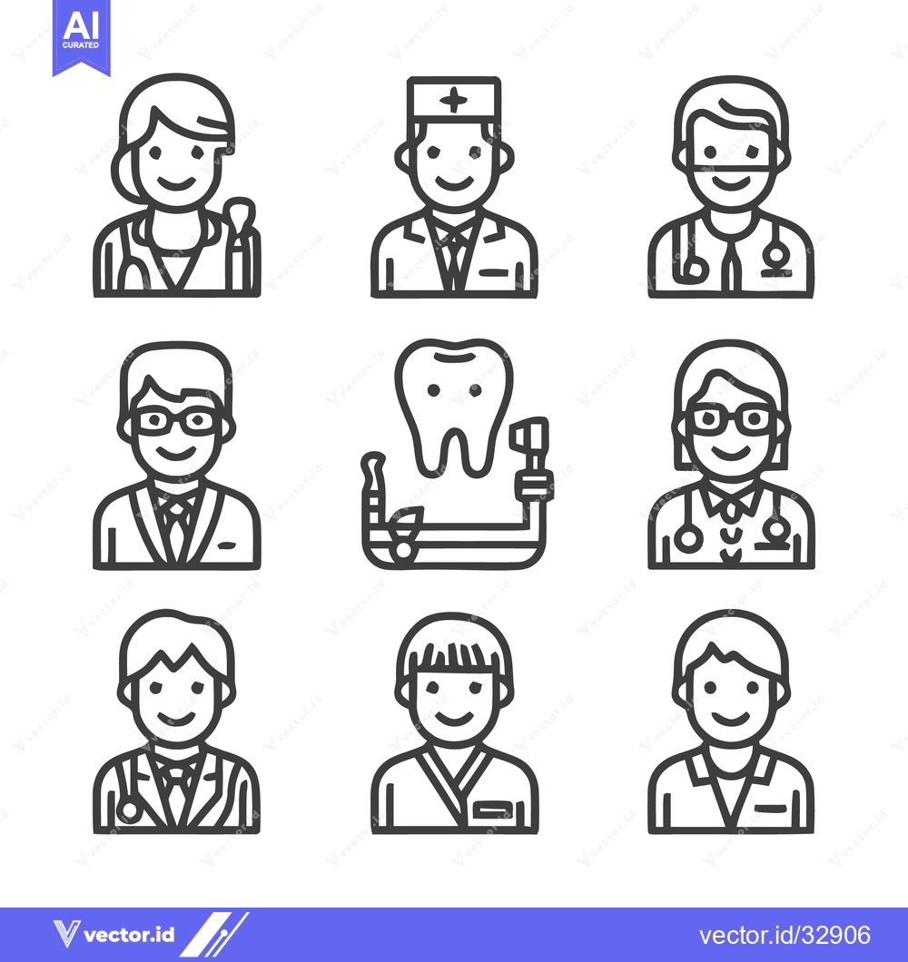 Premium Vector dari Medical Professionals and Dental Care Icons Set.