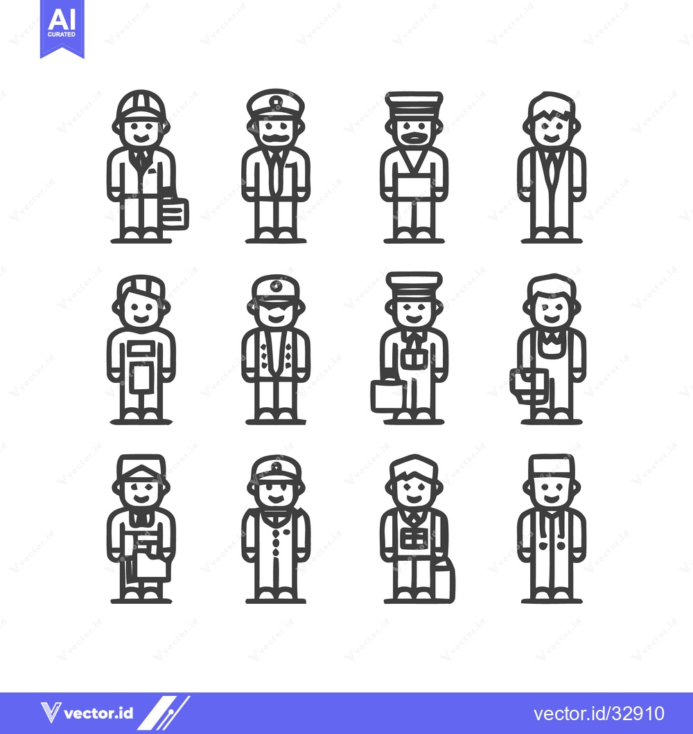 Premium Vector dari Diverse Professions - A Collection of Line Art Illustrations.