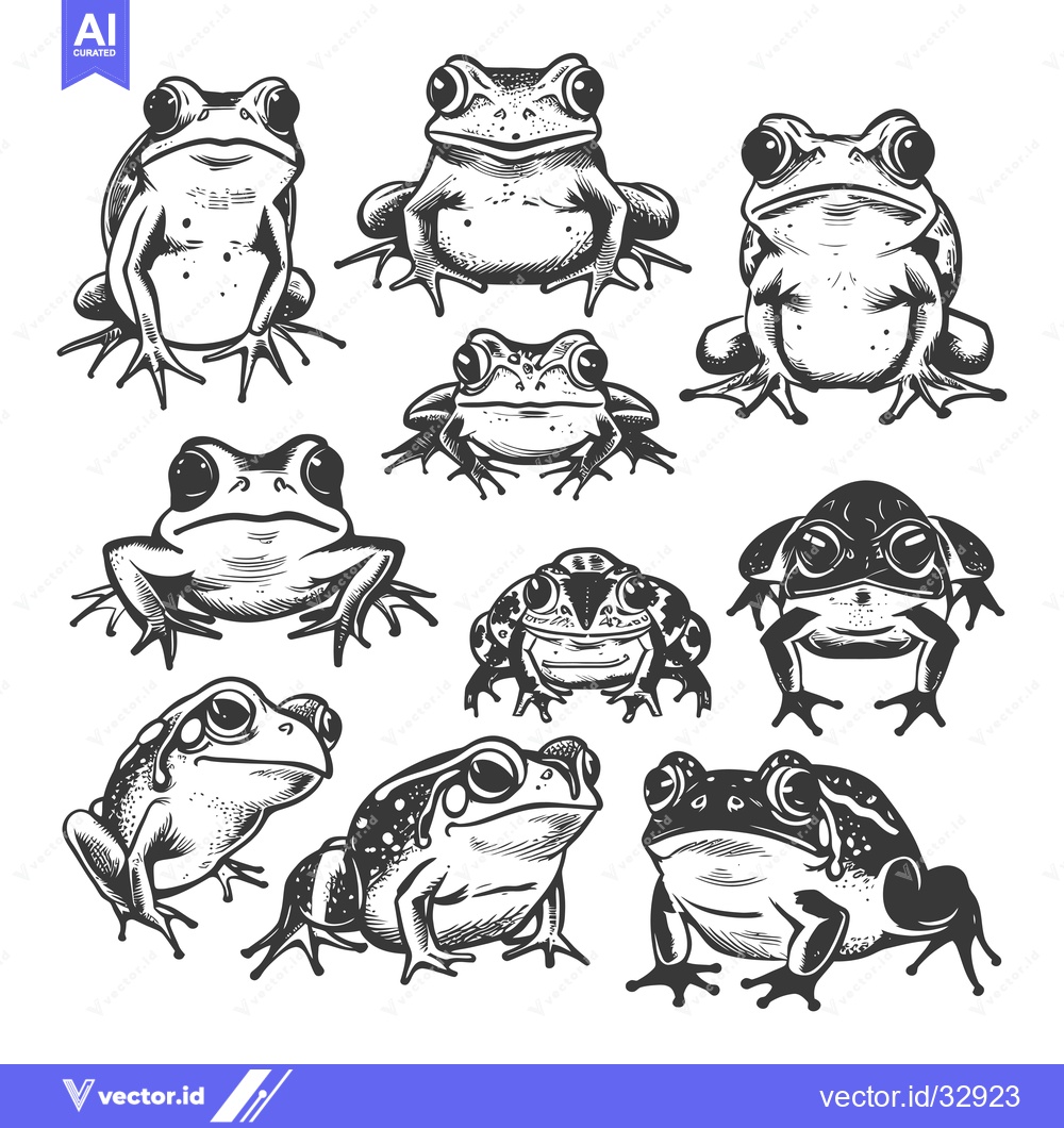 Premium Vector dari Collection of Detailed Hand-Drawn Frog Illustrations