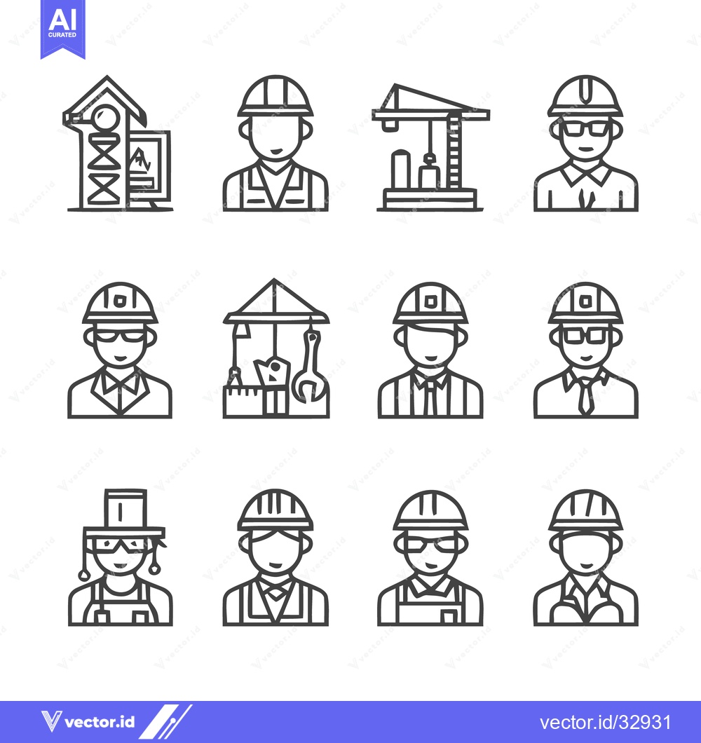 Premium Vector of Construction and Engineering Icons - A Comprehensive Collection.