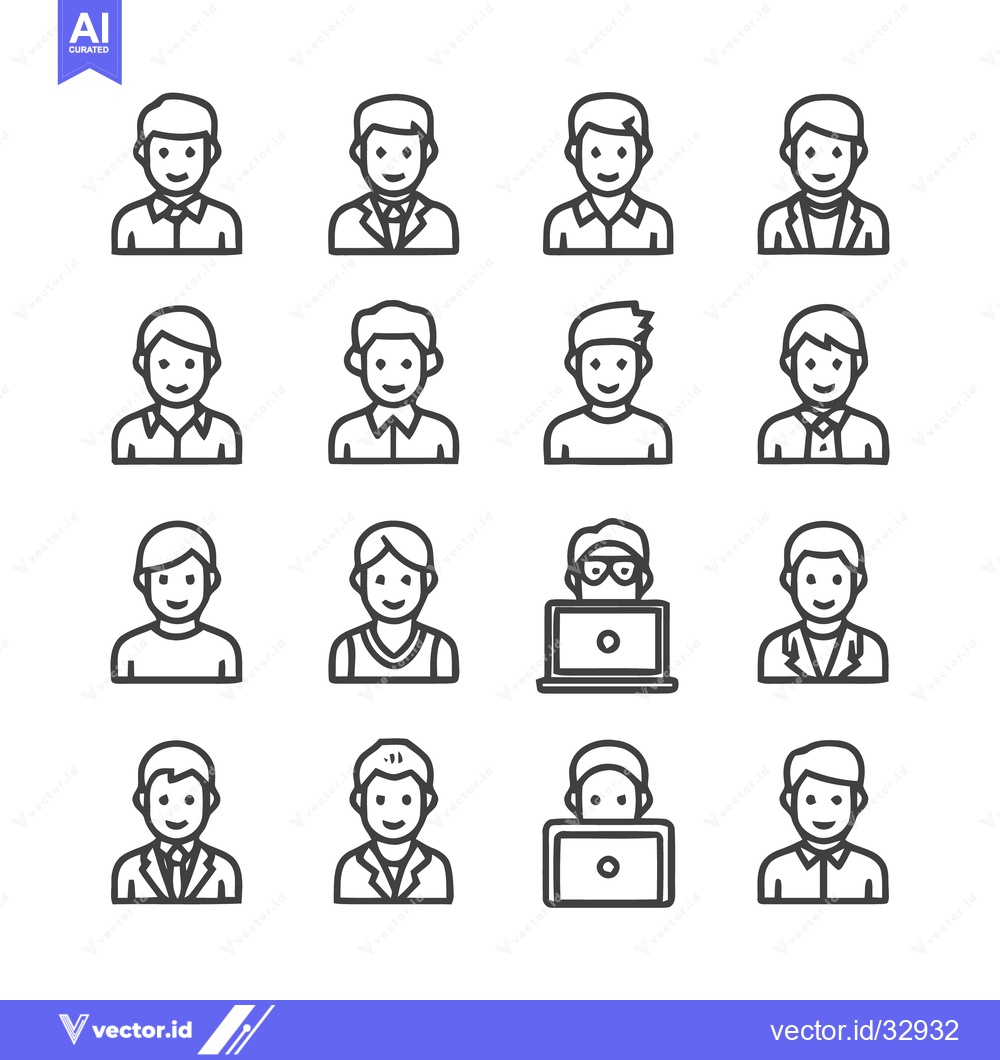 Premium Vector dari Collection of various outlined male avatars for diverse applications a