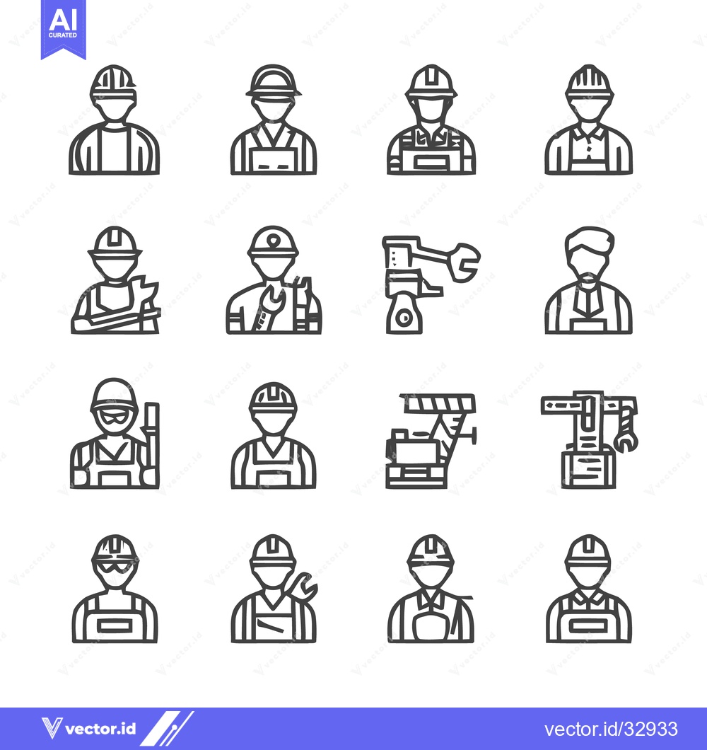 Premium Vector dari Construction workers and engineers in various poses and professions.