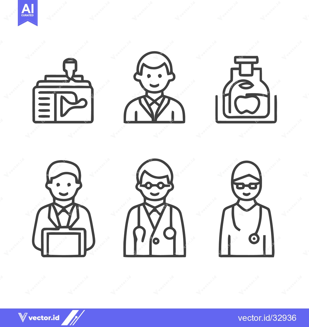 Premium Vector dari Medical Professionals and Equipment - A Line Art Illustration.