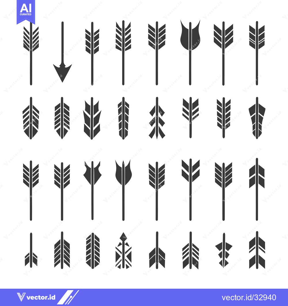 Premium Vector of Collection of Different Arrow Icons in Black and White