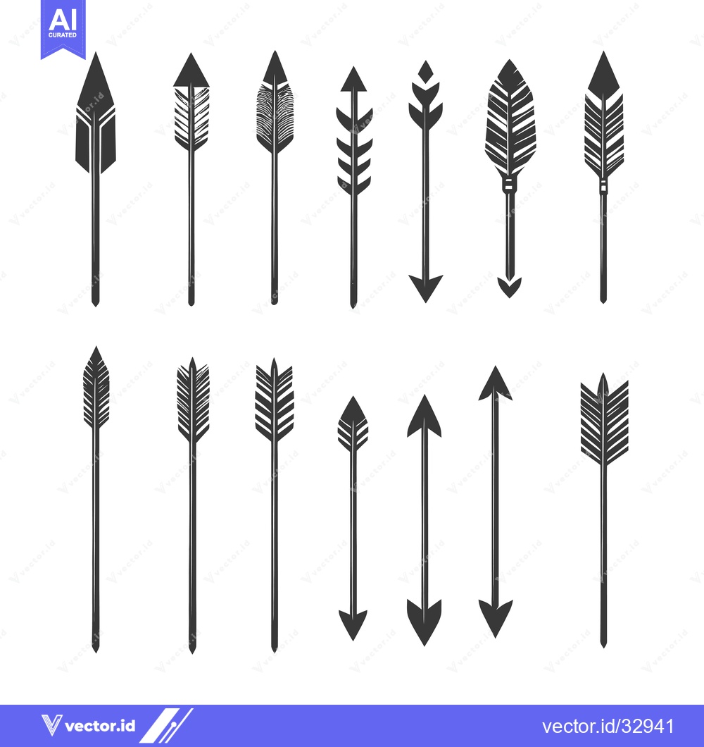 Premium Vector dari Collection of Different Arrow Shapes in Black and White