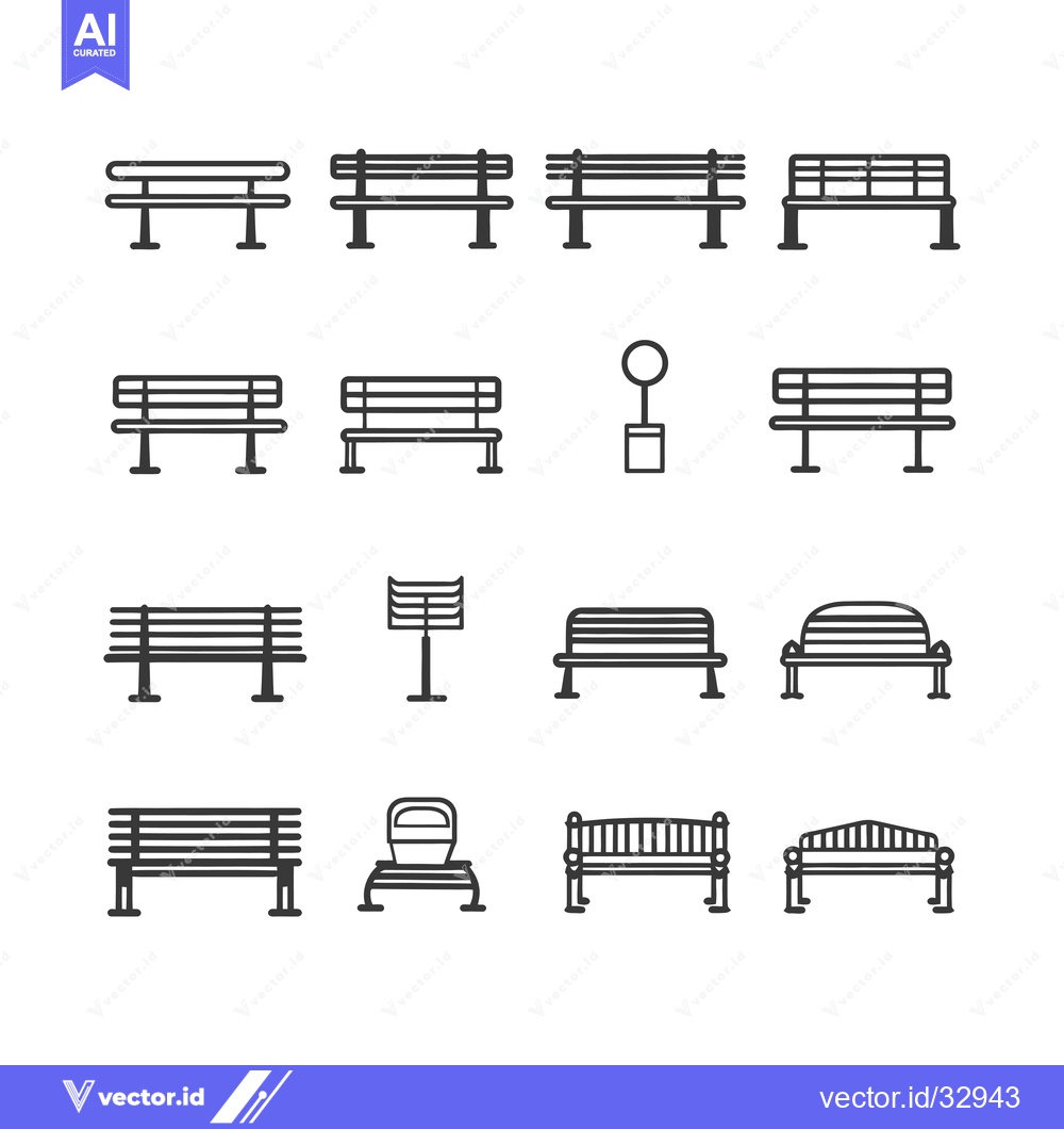Premium Vector of Collection of Different Bench Outline Icons