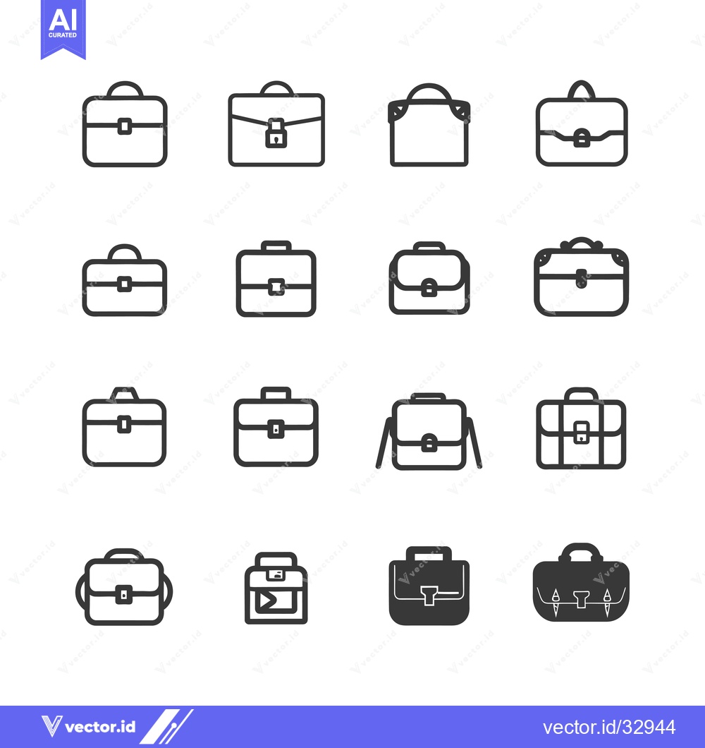 Premium Vector of Collection of Different Briefcase Styles in Line and Filled Design