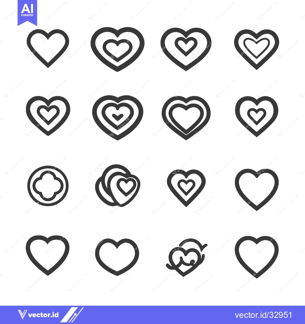Premium Vector dari Collection of Different Heart Shapes and Designs