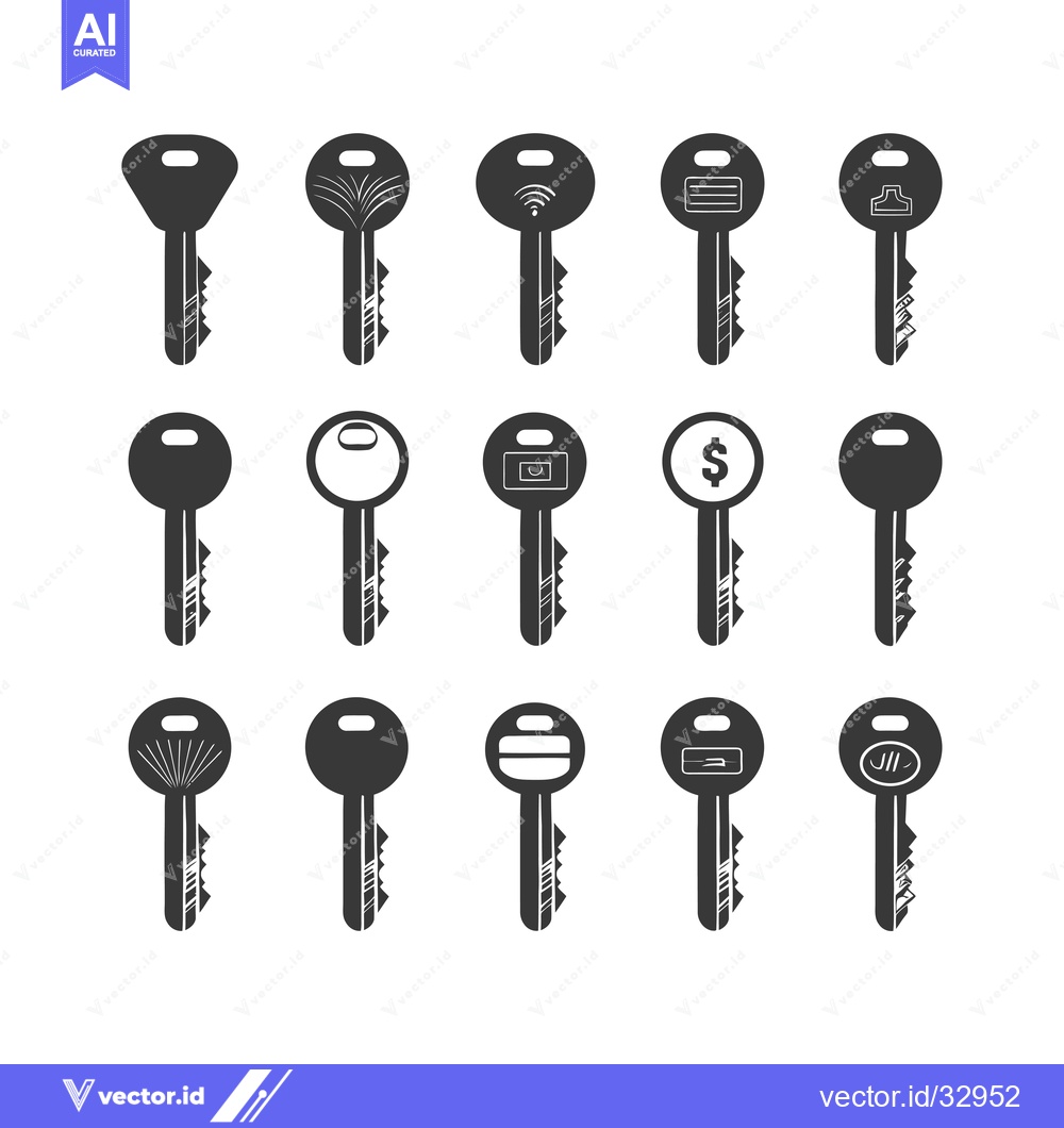 Premium Vector dari Collection of Different Key Icons with Unique Heads