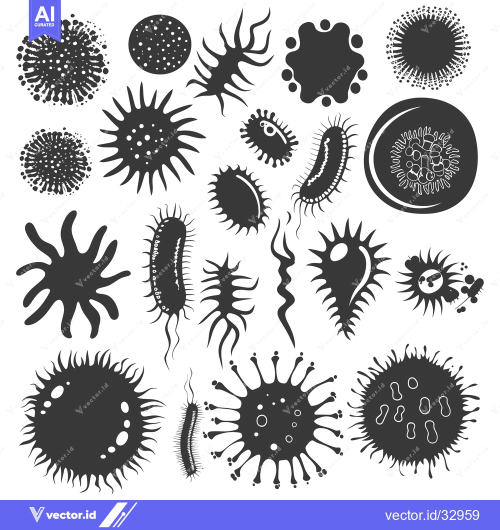 Premium Vector dari Collection of Different Shapes of Microorganisms