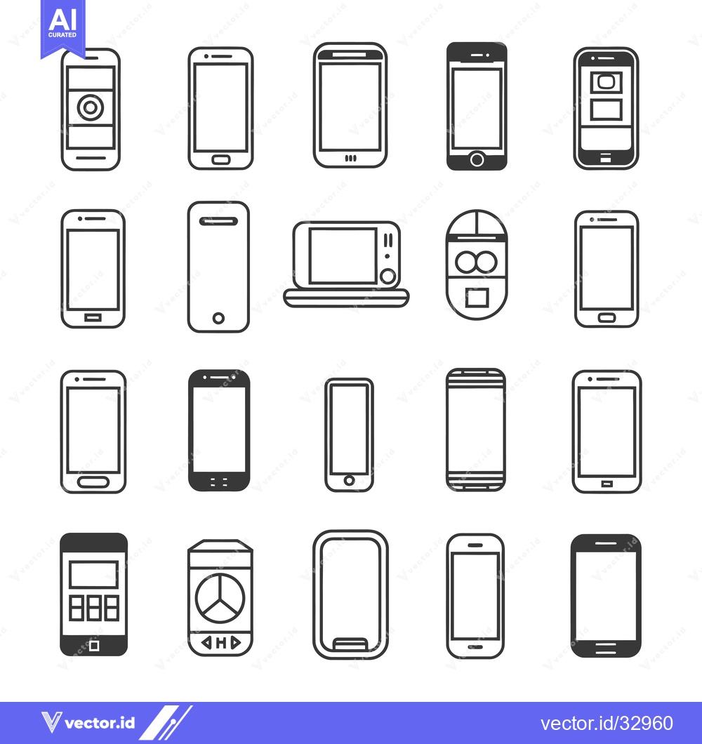 Premium Vector dari Collection of Different Smartphone and Mobile Phone Icons