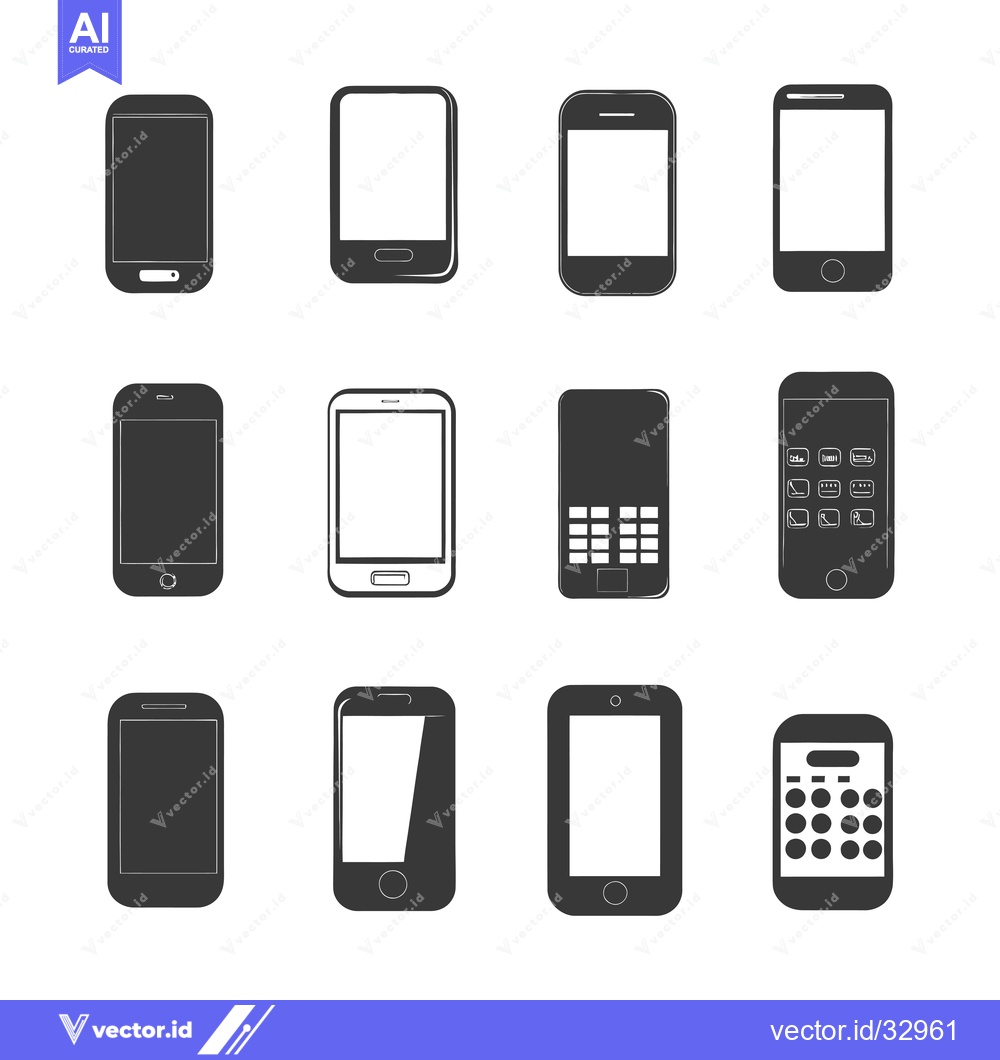 Premium Vector of Collection of Different Smartphone Silhouettes