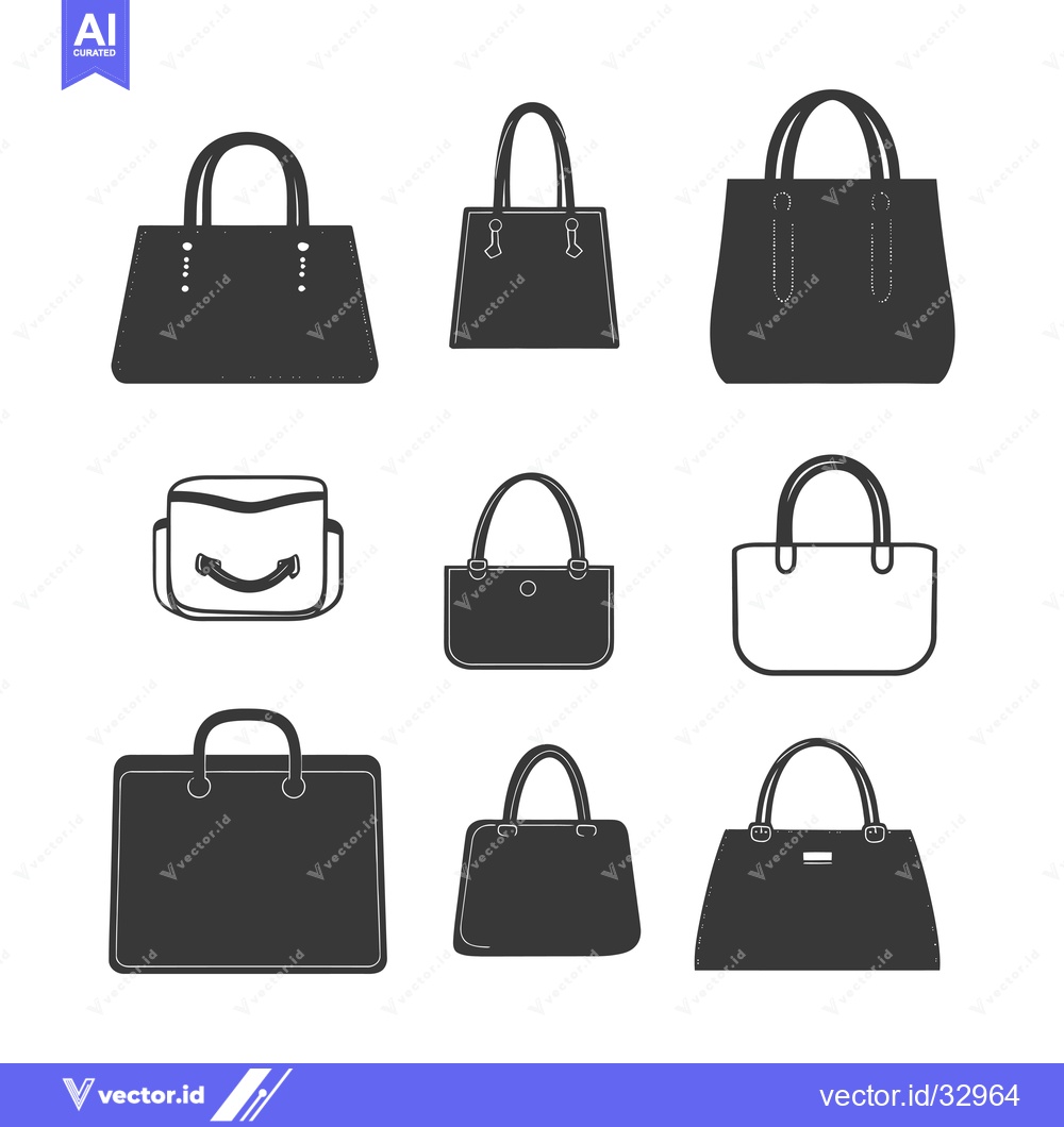 Premium Vector dari Collection of Different Styles of Handbags