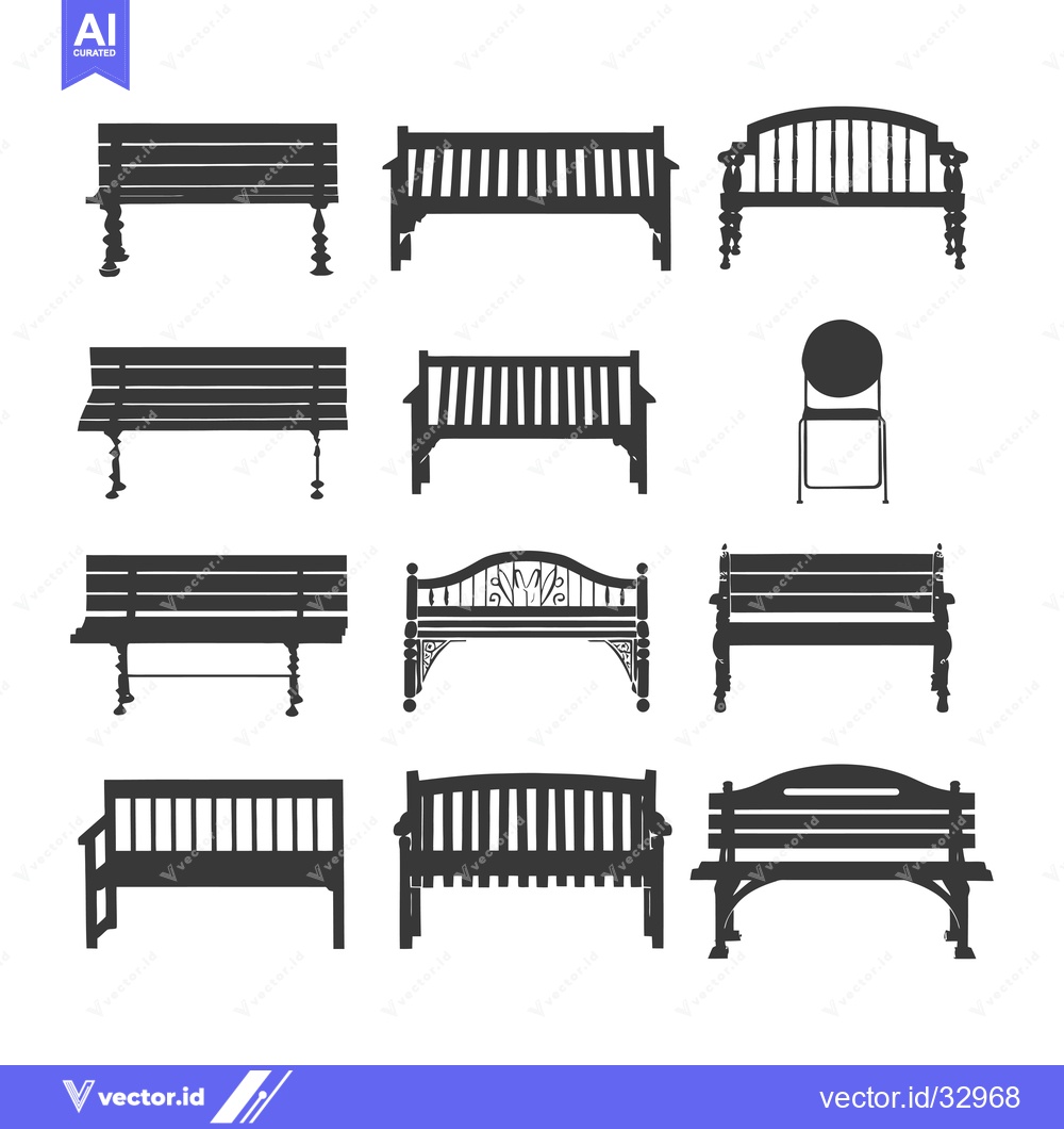 Premium Vector dari Collection of Different Styles of Wooden Benches and Chairs