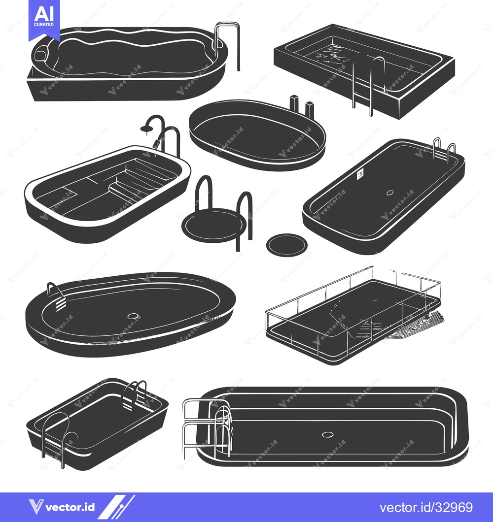 Premium Vector dari Collection of Different Swimming Pool Shapes and Sizes