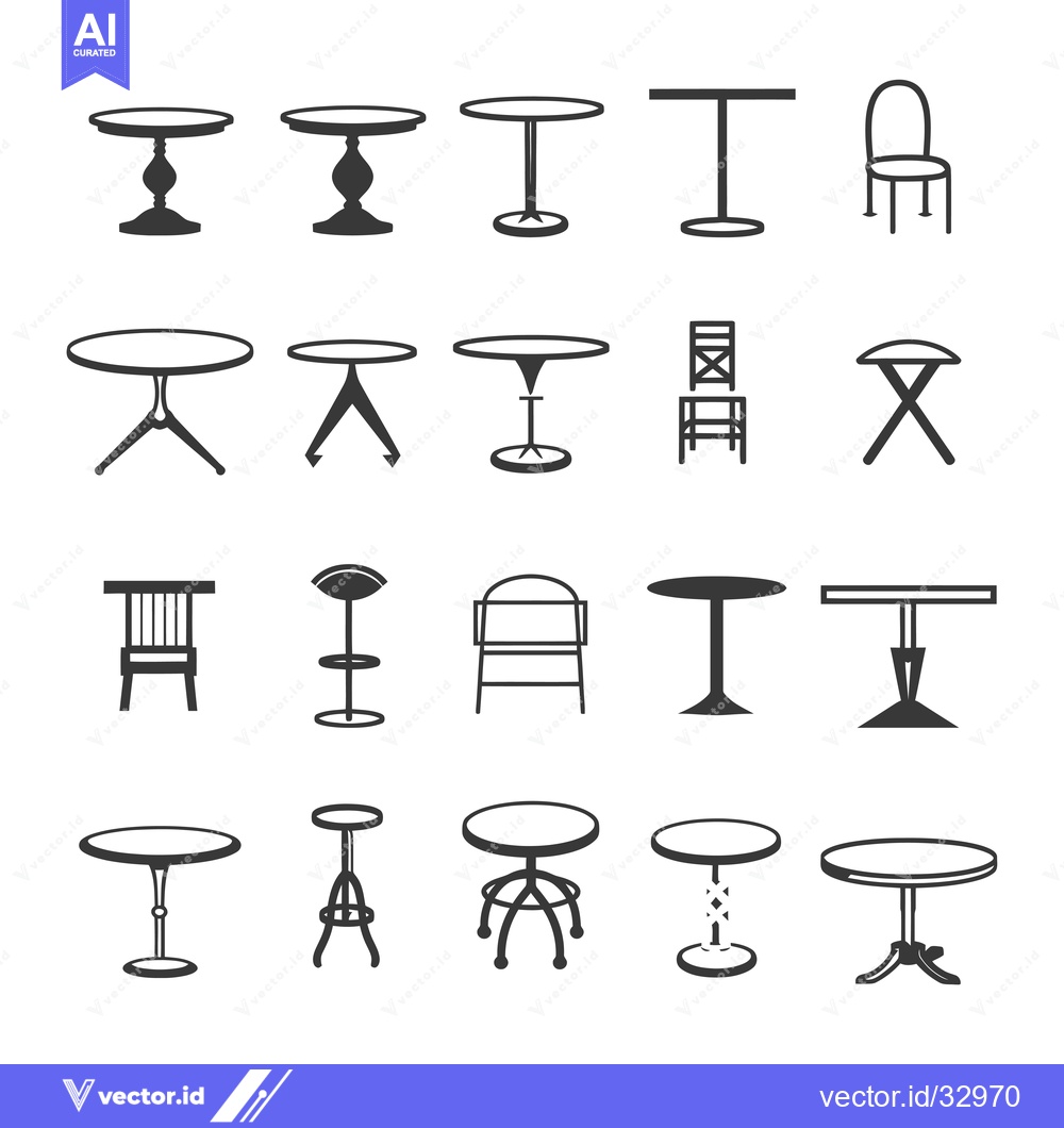 Premium Vector dari Collection of Different Table and Chair Icons