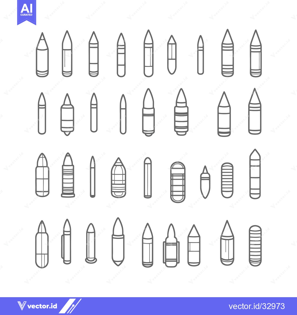 Premium Vector dari Collection of Different Types of Bullet and Cartridge Icons