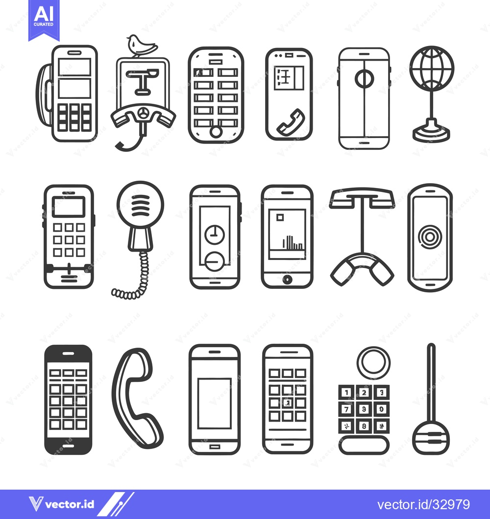 Premium Vector of Collection of Different Types of Phones and Communication Devices