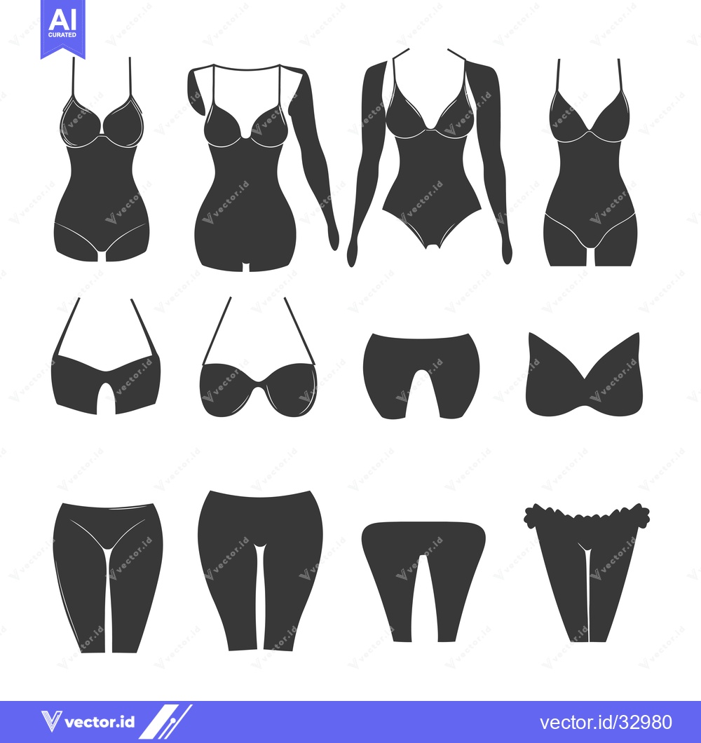 Premium Vector dari Collection of Different Types of Swimsuits and Underwear