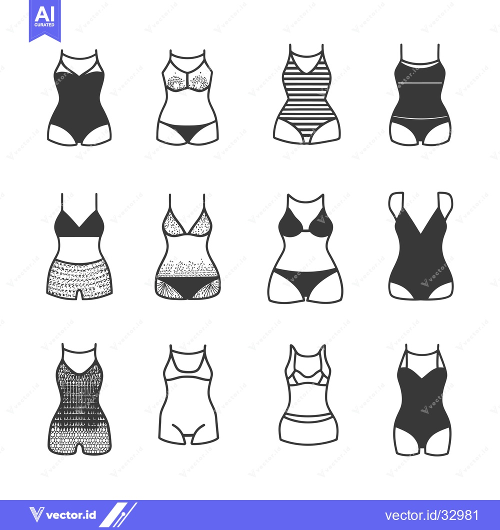 Premium Vector dari Collection of Different Types of Swimsuits for Women