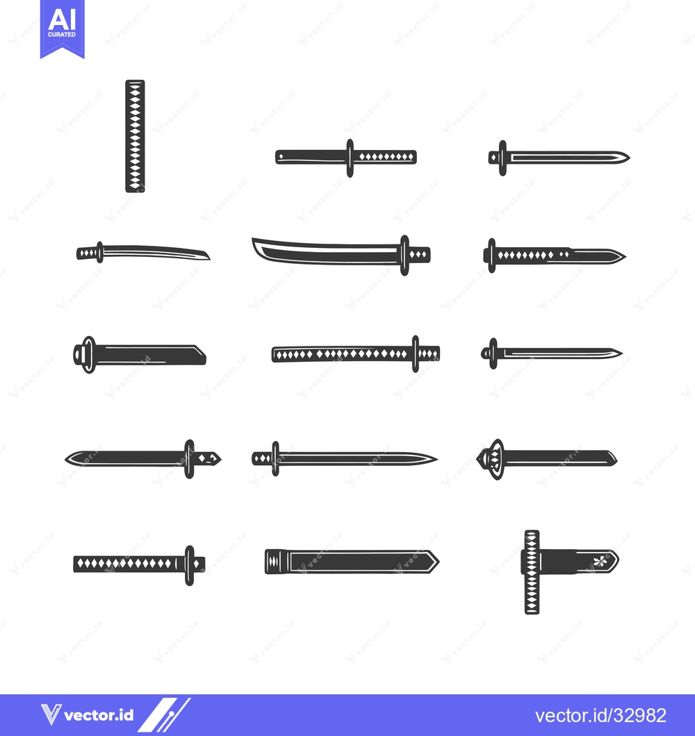 Premium Vector dari Collection of Different Types of Swords in Silhouette