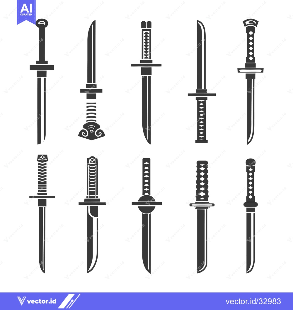 Premium Vector dari Collection of Different Types of Swords in Silhouette