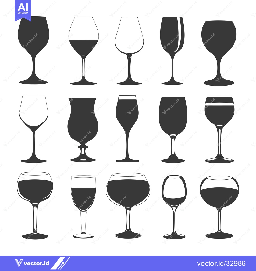 Premium Vector of Collection of Different Wine Glass Silhouettes