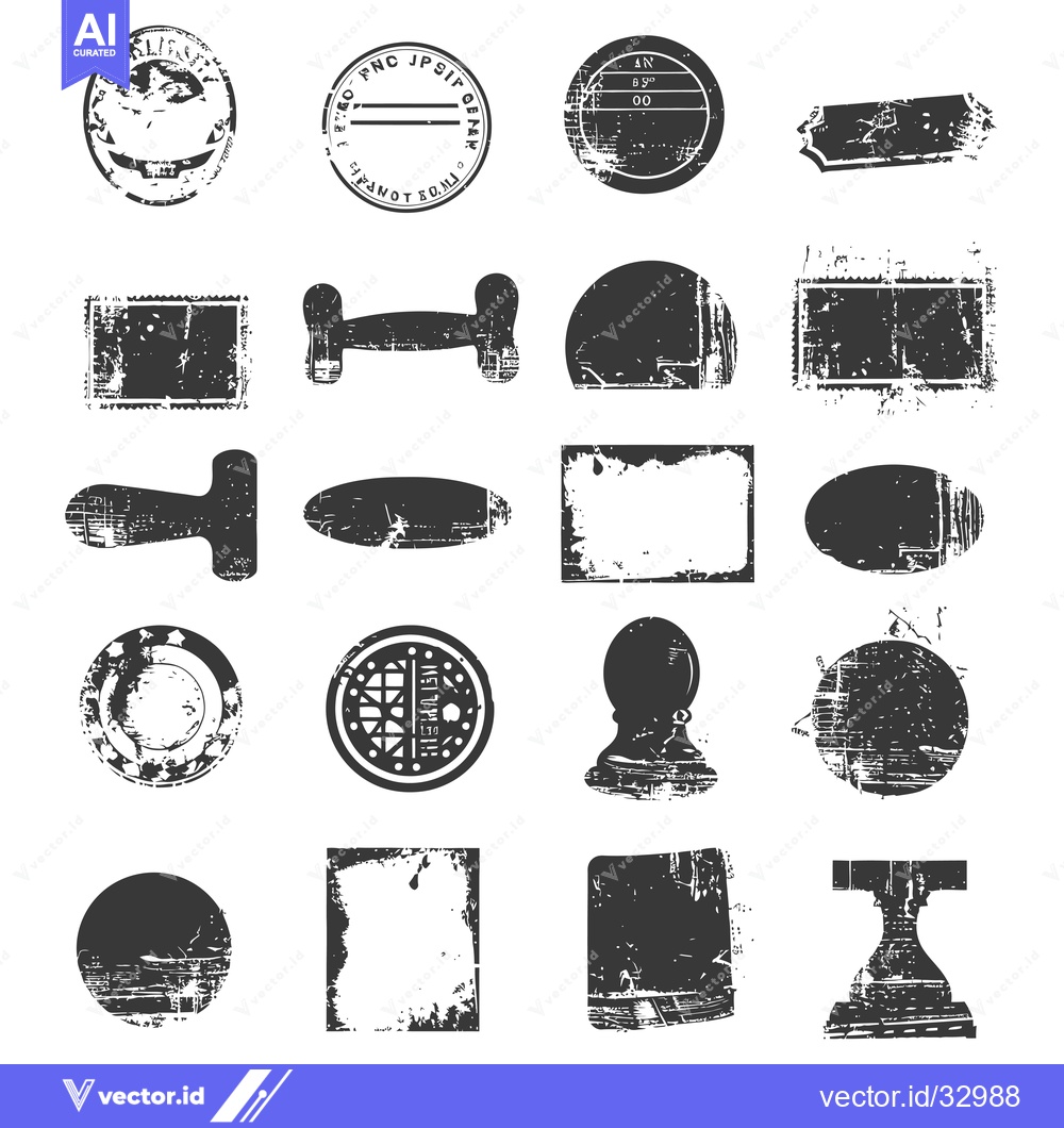 Premium Vector of Collection of Distressed Grunge Stamps and Shapes
