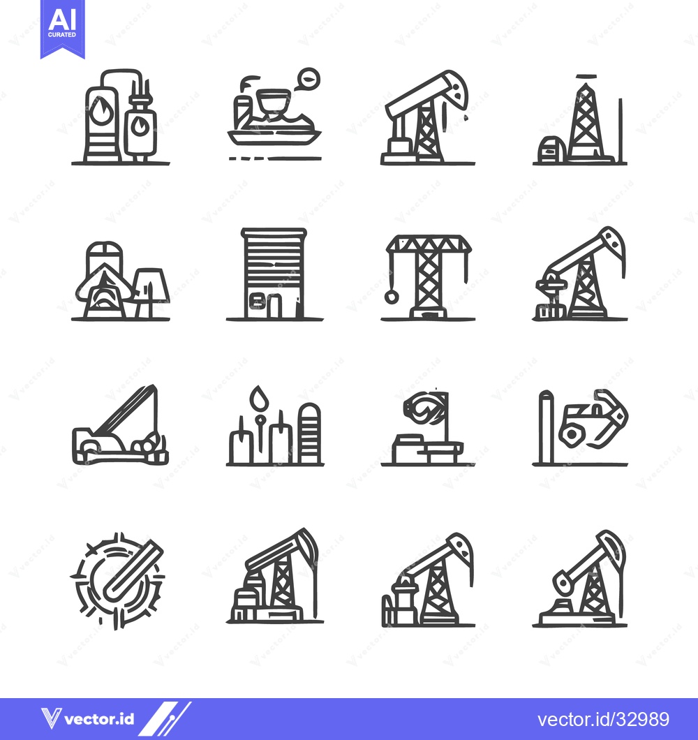 Premium Vector of Oil and Gas Industry Icons - Extraction, Production, and Refining.