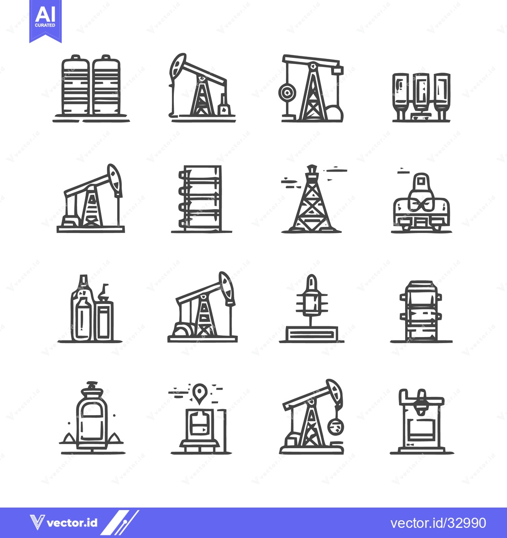 Premium Vector dari Oil industry production and storage icons set.